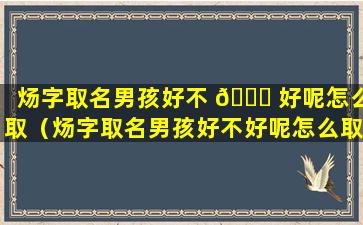 炀字取名男孩好不 🐛 好呢怎么取（炀字取名男孩好不好呢怎么取女孩名字）